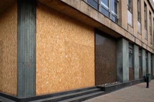 Our commercial locksmith in Brighton boarded up shop.